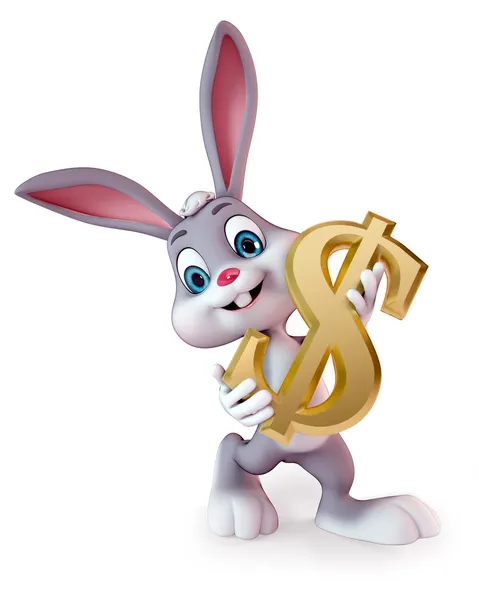Easter bunny with dollar — Stock Photo, Image