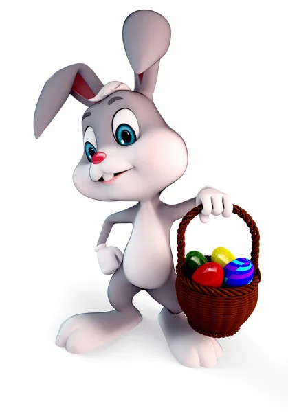 Conejo de Pascua con Cesta —  Fotos de Stock