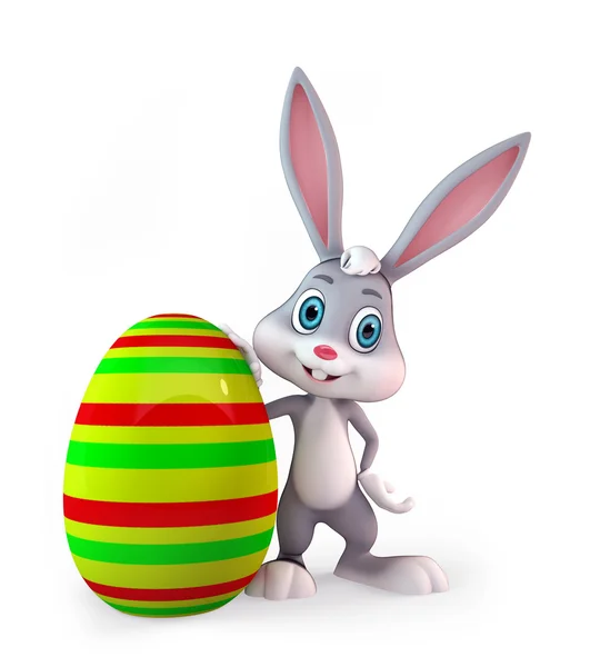 Пасхальный кролик с большим яйцом — стоковое фото