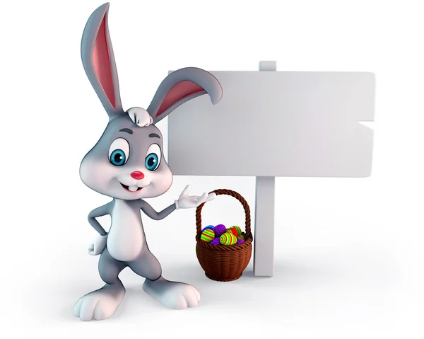 Easter bunny with sign — Stock Photo, Image