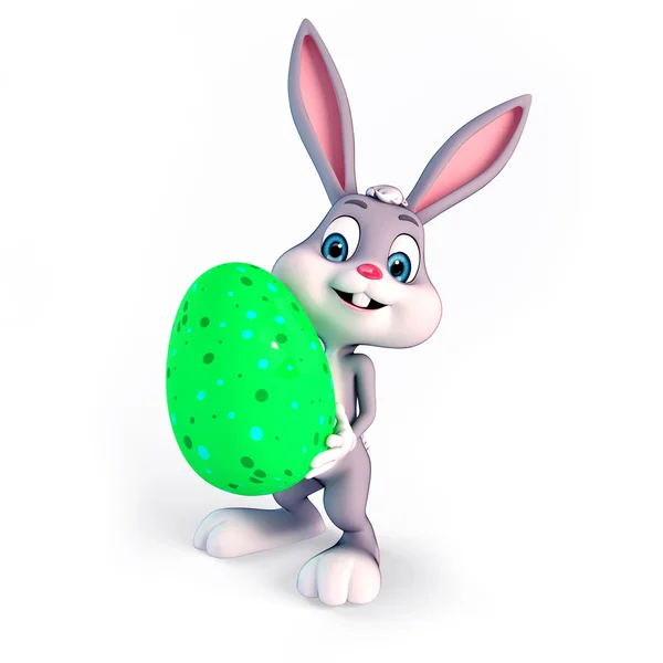 Conejo de Pascua con Huevo Verde — Foto de Stock
