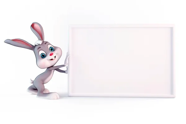 Happy Bunny with sign — Stock Photo, Image
