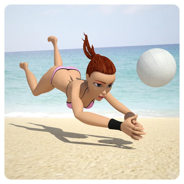 Dívka si hraje volejbal — Stock fotografie