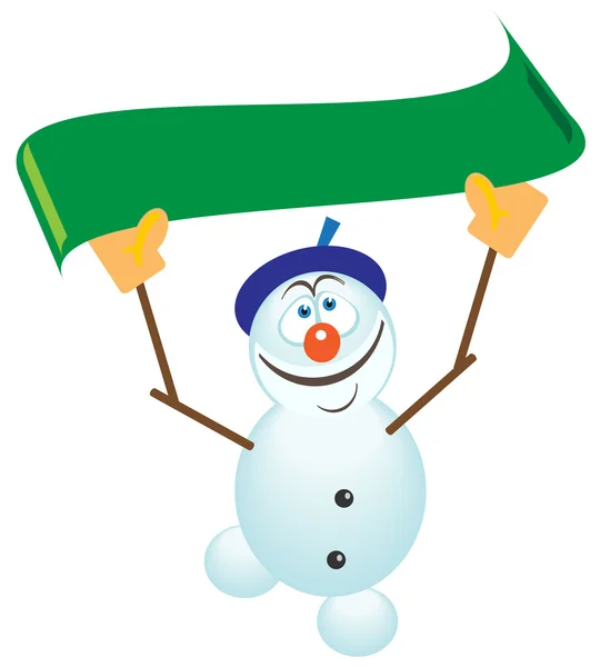 Snow man with a ribbon — Stock Vector