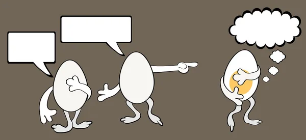 Two eggs talk about the third — Stock Vector