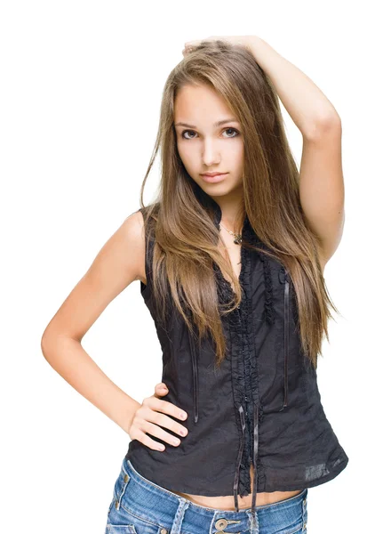 Vacker ung brunett modell. — Stockfoto