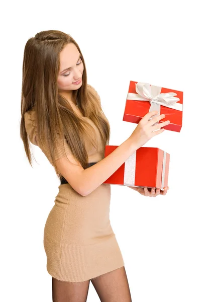 La gran caja de regalo roja . — Foto de Stock