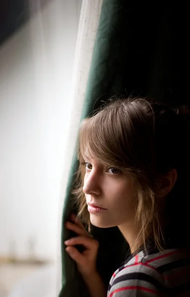 Gyönyörű fiatal barna lány romantikus portréja아름 다운 젊은 갈색 머리 여자의 낭만주의 초상화. — 스톡 사진