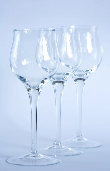 stock image Arrangement of elegant wine glasses.