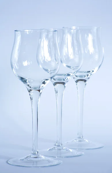 stock image Arrangement of elegant wine glasses.