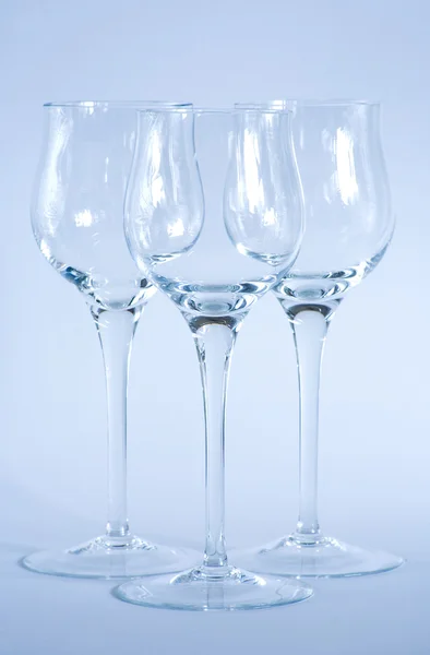 stock image Arrangement of elegant wine glasses.