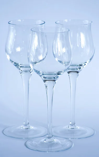 stock image Arrangement of elegant wine glasses.