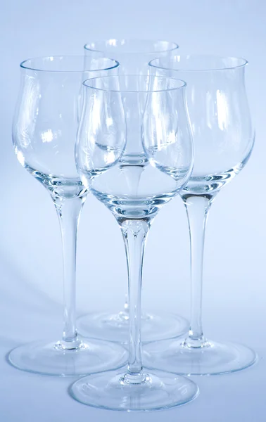 stock image Arrangement of elegant wine glasses.