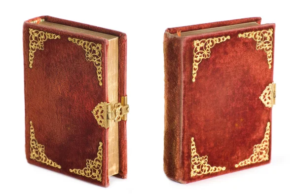 Dekorative alte Bibel von 1876 mit Samteinband. — Stockfoto