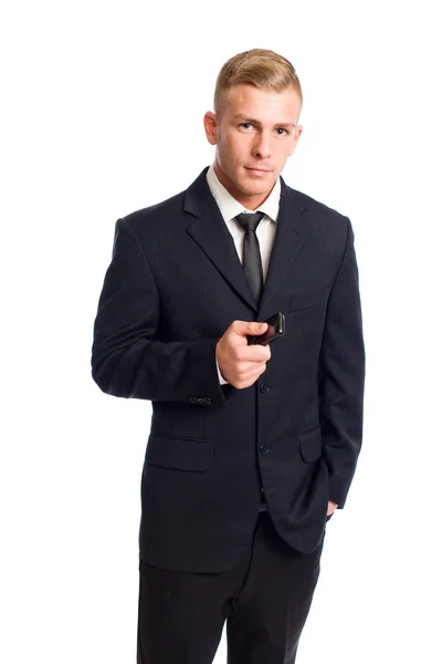 Молодой бизнесмен с мобильным телефоном. — стоковое фото