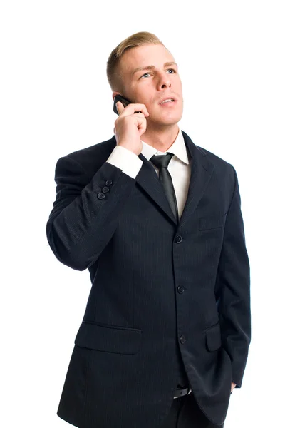 Бизнесмен разговаривает по мобильному телефону . — стоковое фото