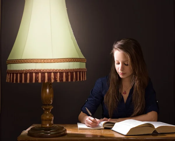 Studying at home late night. — Stock Photo, Image