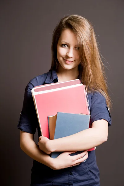 Bela menina estudante sorrindo jovem . — Fotografia de Stock