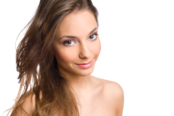 Prachtige jonge brunette in make-up. — Stockfoto