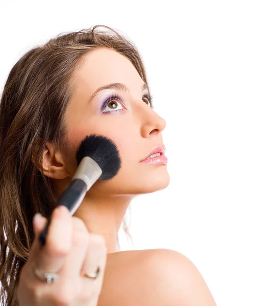 Toepassing van make-up. — Stockfoto