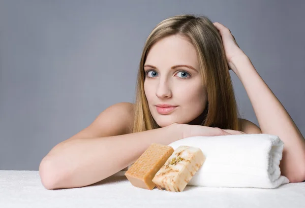 Gorgeous blond spa woman. — Stock Photo, Image