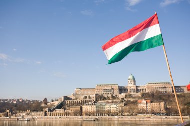 Hungarian flag over the Buda castle. clipart