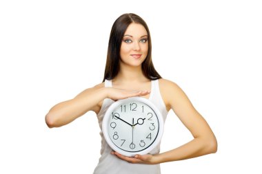 The girl with clock in hands clipart