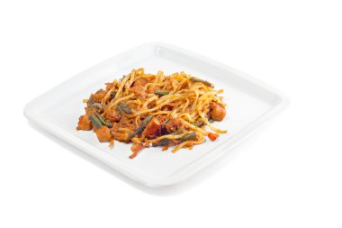 spagetti bir çalı fasulyesi ve et