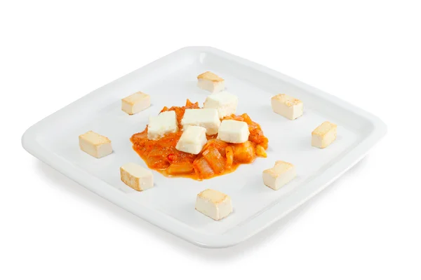 Scheiben gebratener Käse mit gegrilltem Gemüse — Stockfoto