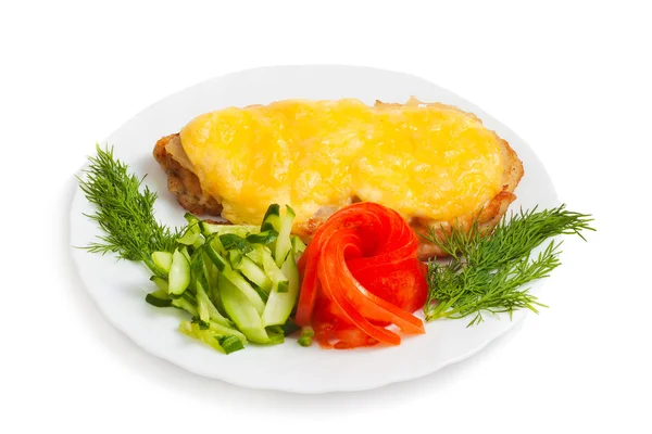 Meat with cheese and vegetables — Stock Photo, Image