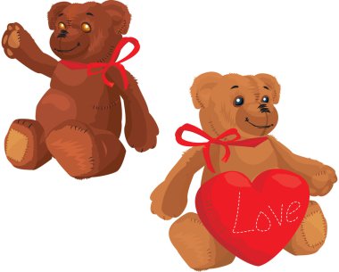 Cute Teddy Bear with red love heart clipart