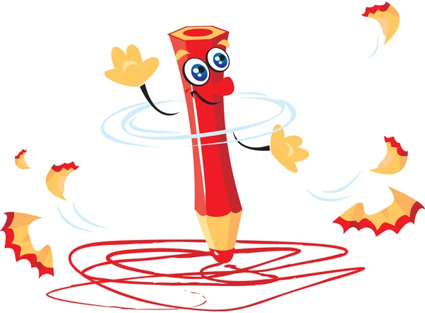 Escribir divertido loco lápiz rojo de dibujos animados — Vector de stock