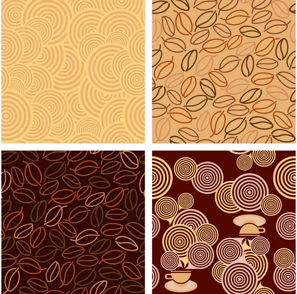 コーヒースタイルデザインのための4つのシームレスなパターン — ストックベクタ