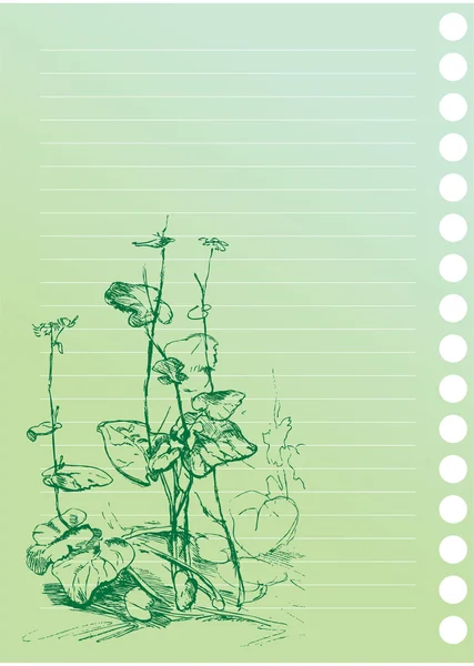 Szkic rośliny łopianu w notatniku artysty — Wektor stockowy