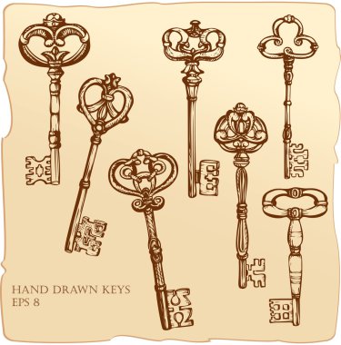 Set of Antique Keys. clipart