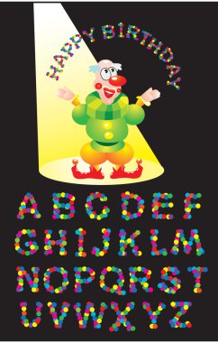 CONFETTI letters and clown clipart