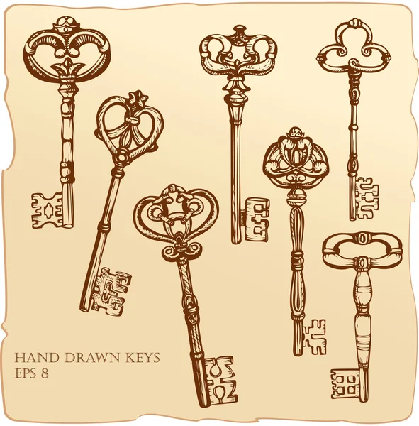 Conjunto de llaves antiguas . — Archivo Imágenes Vectoriales