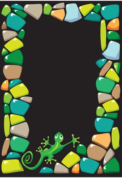 纵向框架与彩色的石头和蜥蜴. — 图库矢量图片#