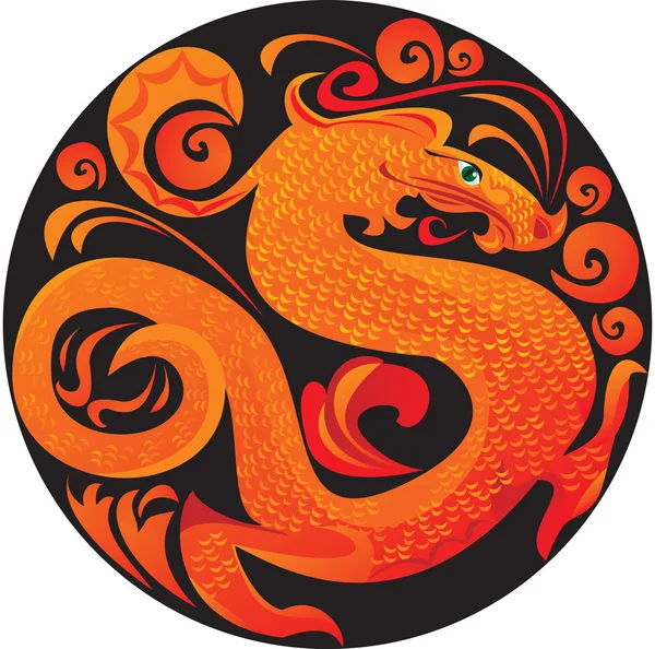 Symbol 2012 dragon in circle — Stock Vector