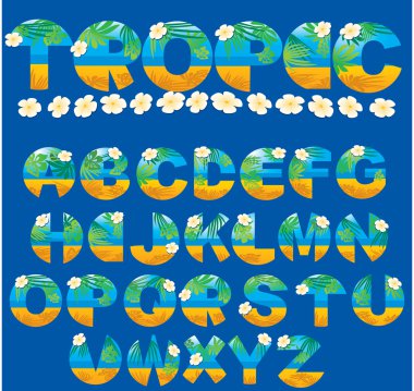 Tropical letters clipart