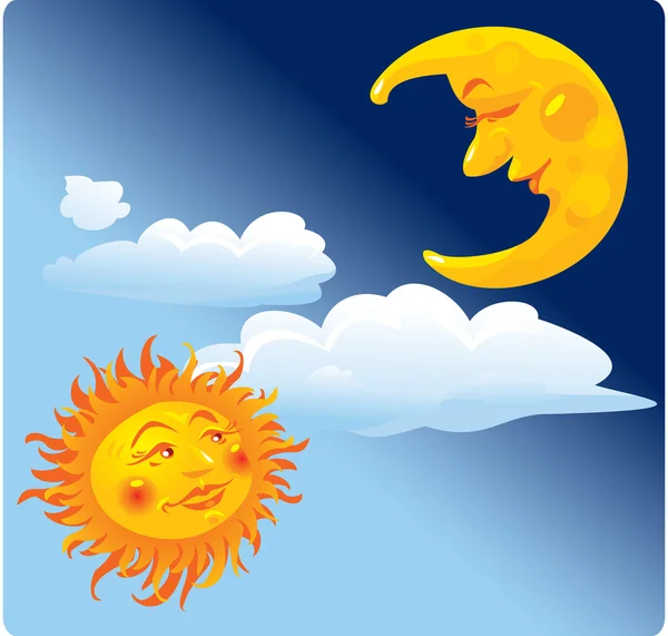 Słońce i księżyc — Wektor stockowy