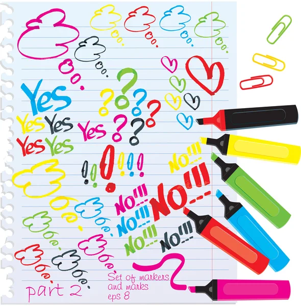 stock vector Set of different colors markers and marks. part 2