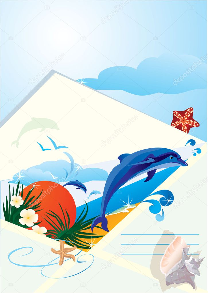Summer holiday envelope with beach