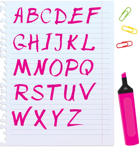 Σύνολο αλφάβητο - γράμματα είναι κατασκευασμένα από δείκτη. — Διανυσματικό Αρχείο