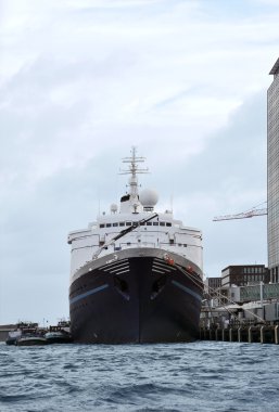 Cargo ship docked in port