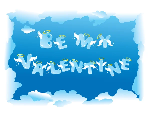 Carte postale pour la Saint-Valentin avec des lettres drôles d'anges — Image vectorielle