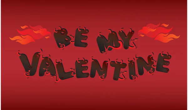 Carte postale pour la Saint-Valentin avec des lettres diables drôles — Image vectorielle