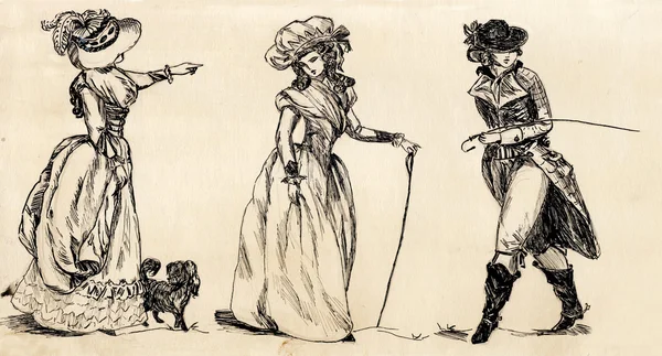 花式的男人和女人 19 世纪。第 2 部分 — 图库照片