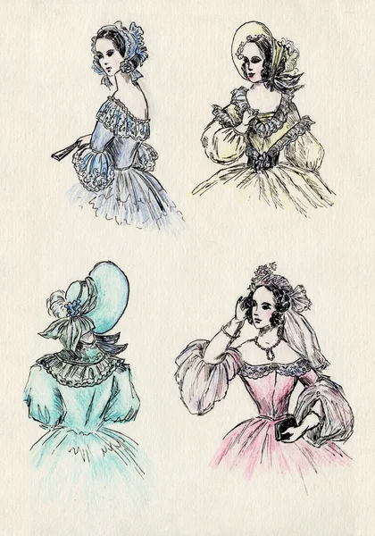 Mulheres extravagantes do século 18. Parte 4 — Fotografia de Stock