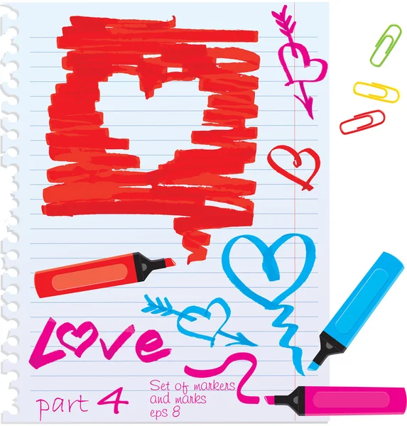 Sevgililer Günü tasarımı için farklı renk işaretleri ve işaretler — Stok Vektör